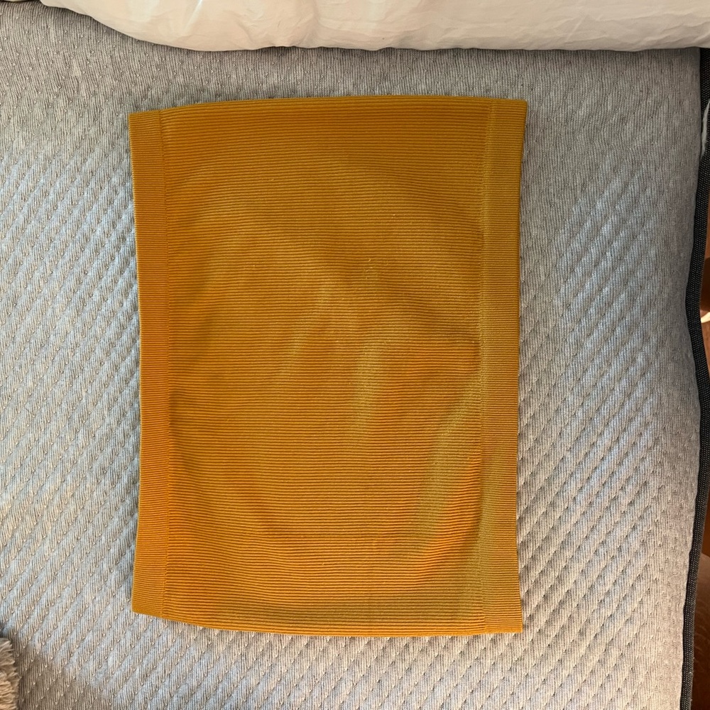 yellow/orange strapless crop. super comfy